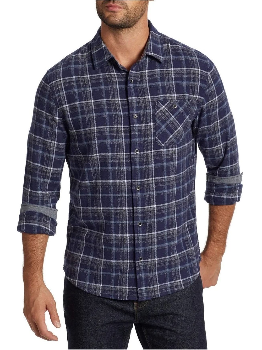 Flag & Anthem Men's Navy Plaid Button-Up Shirt